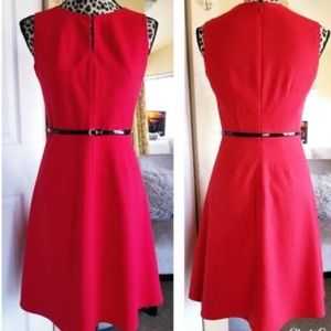 Red Calvin Klein dress with black belt